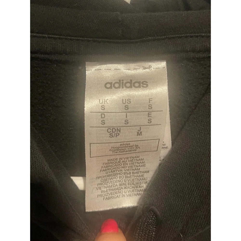 Adidas Classic Original 3 Stripe Black White Logo‎ Hoodie Sweatshirt - Picture 3 of 5